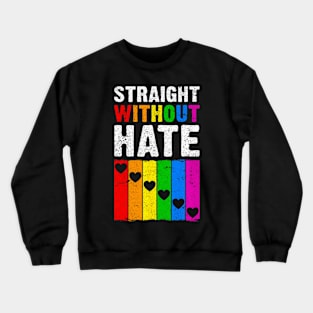 Straight Ally Pride Rainbow Hearts Lgbt Crewneck Sweatshirt